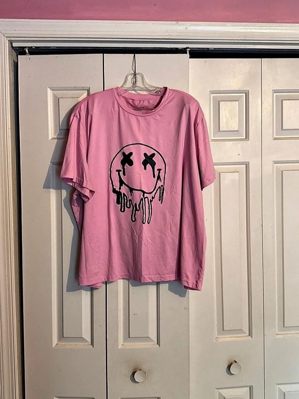 Shein Curve Plus Size Melting Smile Face Print T-Shirt Curve Melting Smile Face